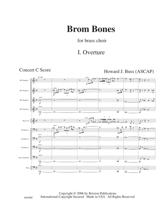 Product picture to: Brom Bones (10-stimmiger Blechbläserchor)  (4 Trompeten, 1 Horn, 3 Posaunen, 1 Bassposaune, 1 Tuba) Howard J. Buss 