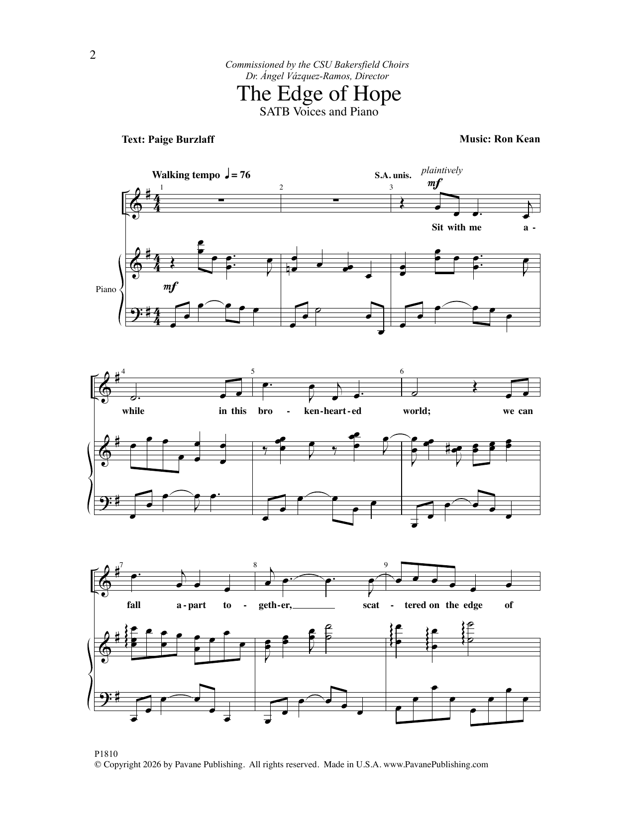 Produktgalerie: Seite 1 von 1 The Edge Of Hope, Ron Kean, Chor