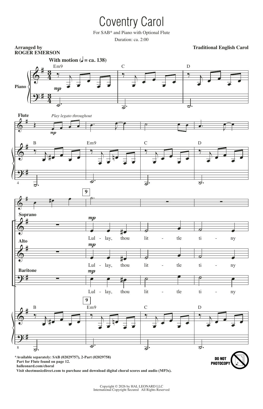 Produktgalerie: Seite 1 von 1 Coventry Carol (arr. Roger Emerson), Traditional English Carol, Chor