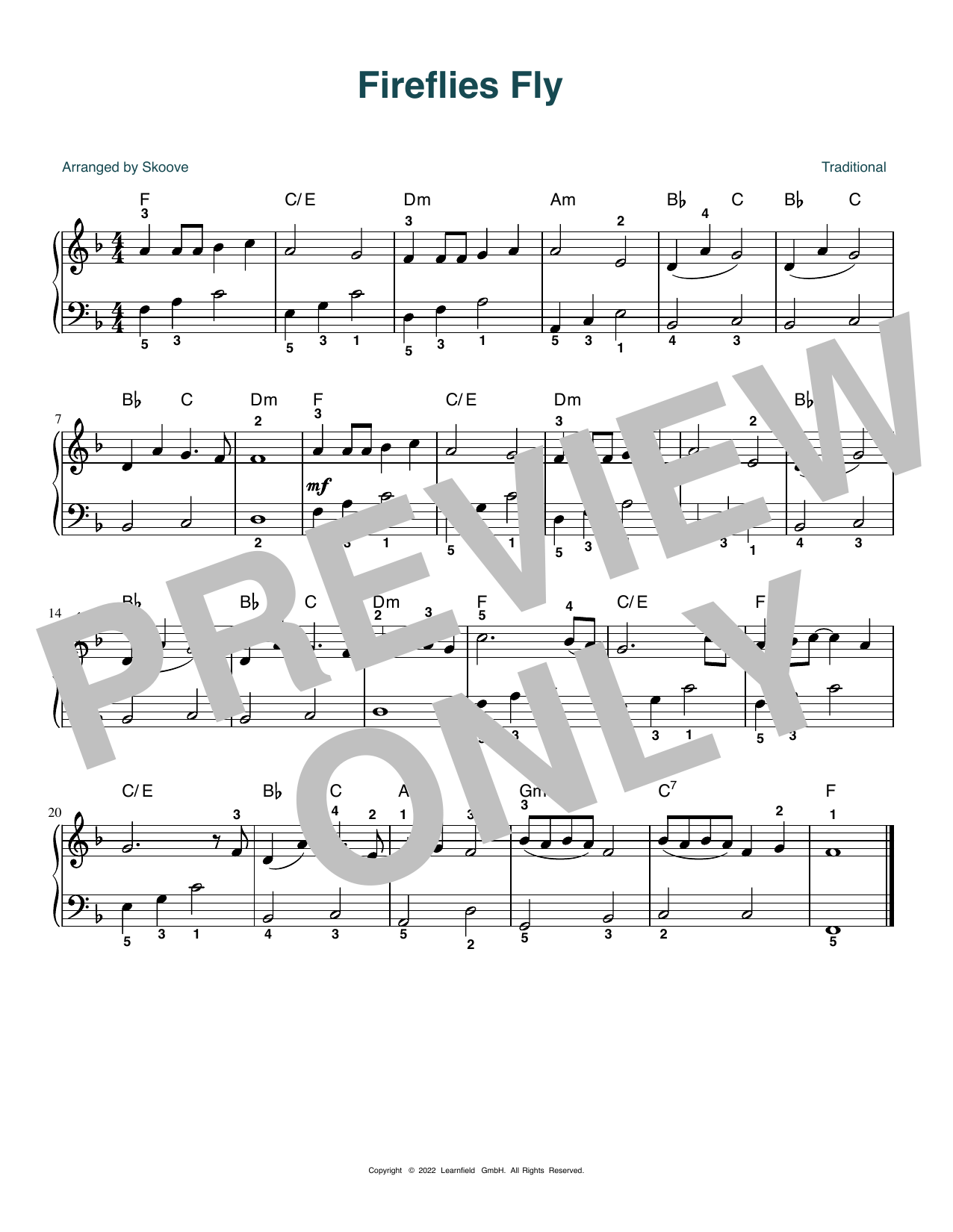 Product gallery: Page 1 of 1 Fireflies Fly (arr. Skoove), Traditional