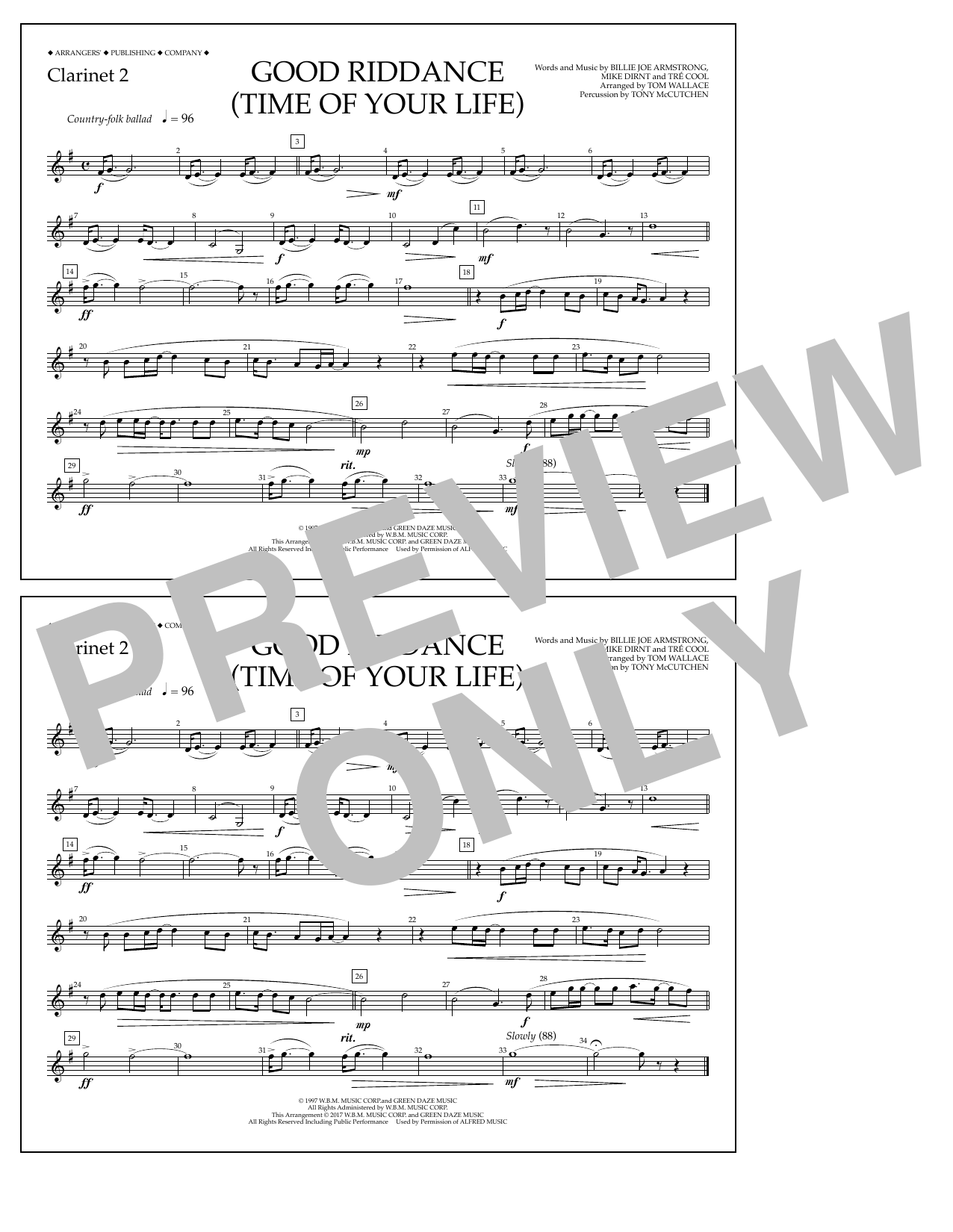 Product picture to: Good Riddance (Time of Your Life) - Clarinet 2