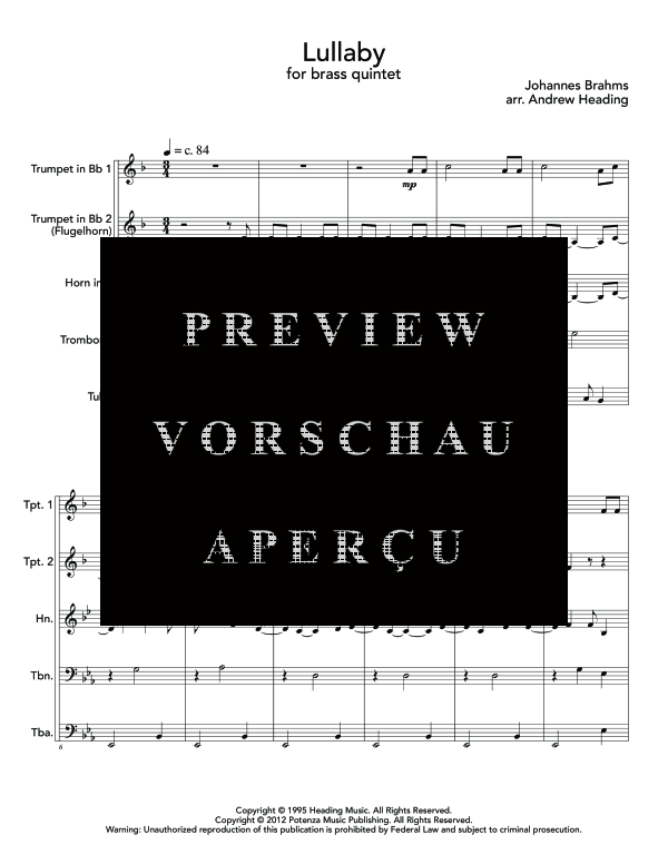 Produktgalerie: Seite 5 von 11 Lullaby, , (Blechbläserquintett)