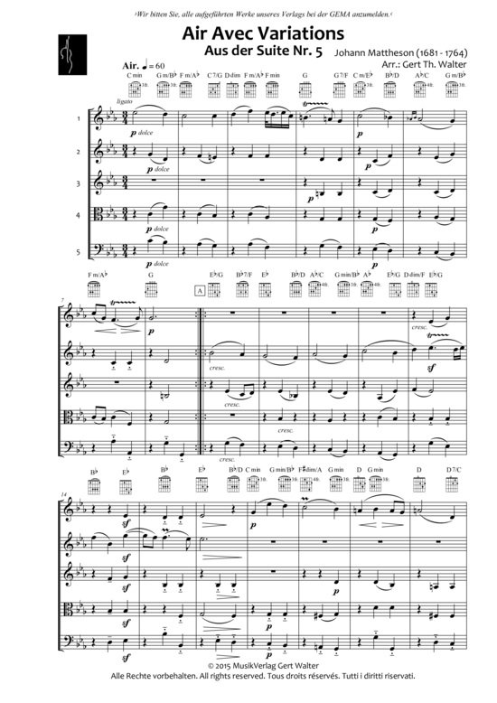 Produktbild zu: Air avec Variations Johann Mattheson