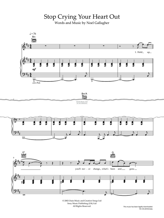 Produktgalerie: Seite 1 von 1 Stop Crying Your Heart Out, Oasis, Gesang, Gitarre, Klavier