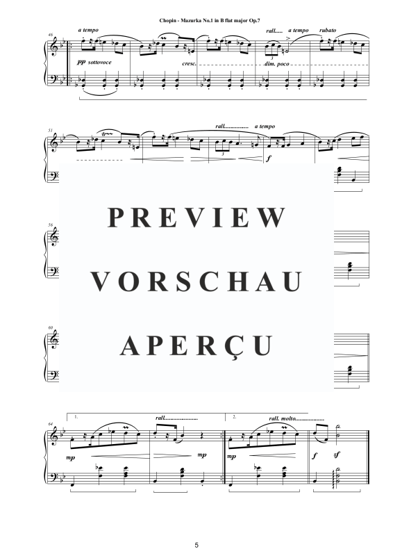 Produktgalerie: Seite 6 von 11 5 Mazurkas op. 7 für Klavier - Vollständige Partituren, , Klavier Solo