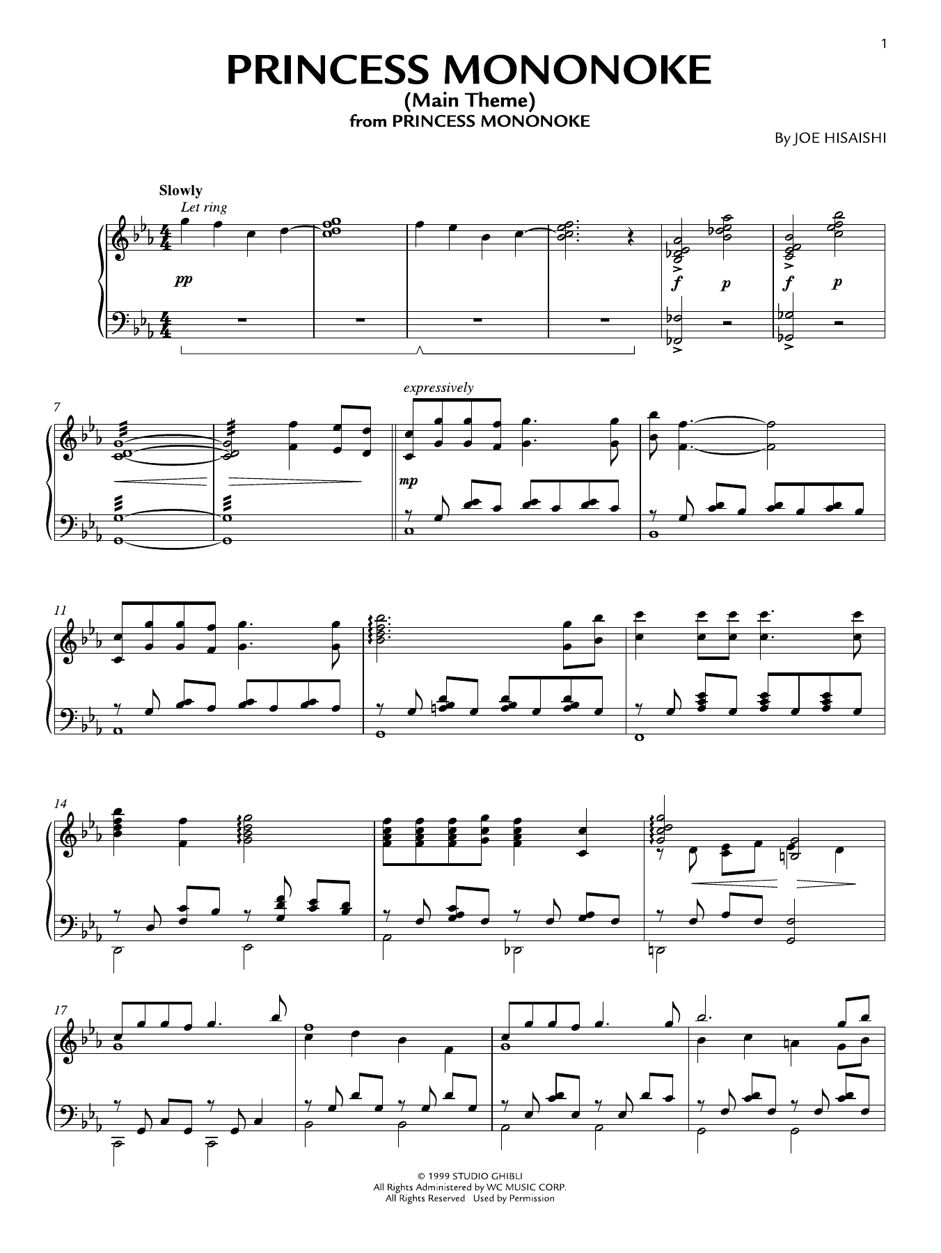Produktgalerie: Seite 1 von 1 Princess Mononoke (Main Theme), Joe Hisaishi, Klavier