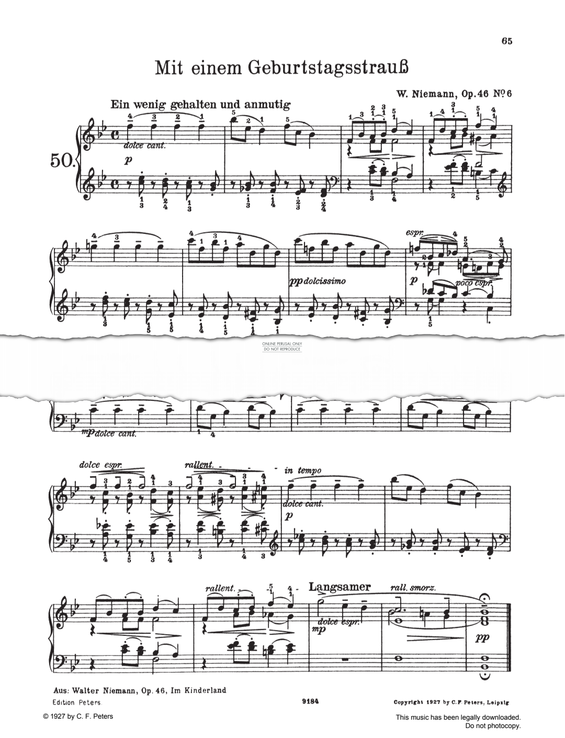 Produktgalerie: Seite 1 von 1 Mit einem Geburtstagsstrauß, Op. 46, Nr. 6, Walter Niemann, Klavier
