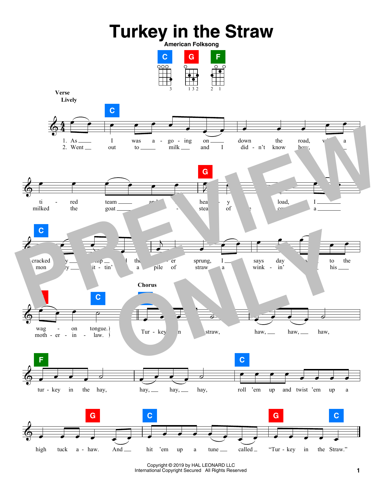 Product gallery: Page 1 of 1 Turkey In The Straw, American Folksong