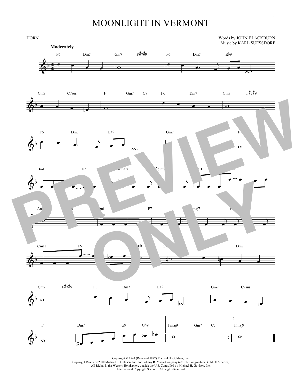 Produktgalerie: Seite 1 von 1 Moonlight In Vermont, Karl Suessdorf, Horn