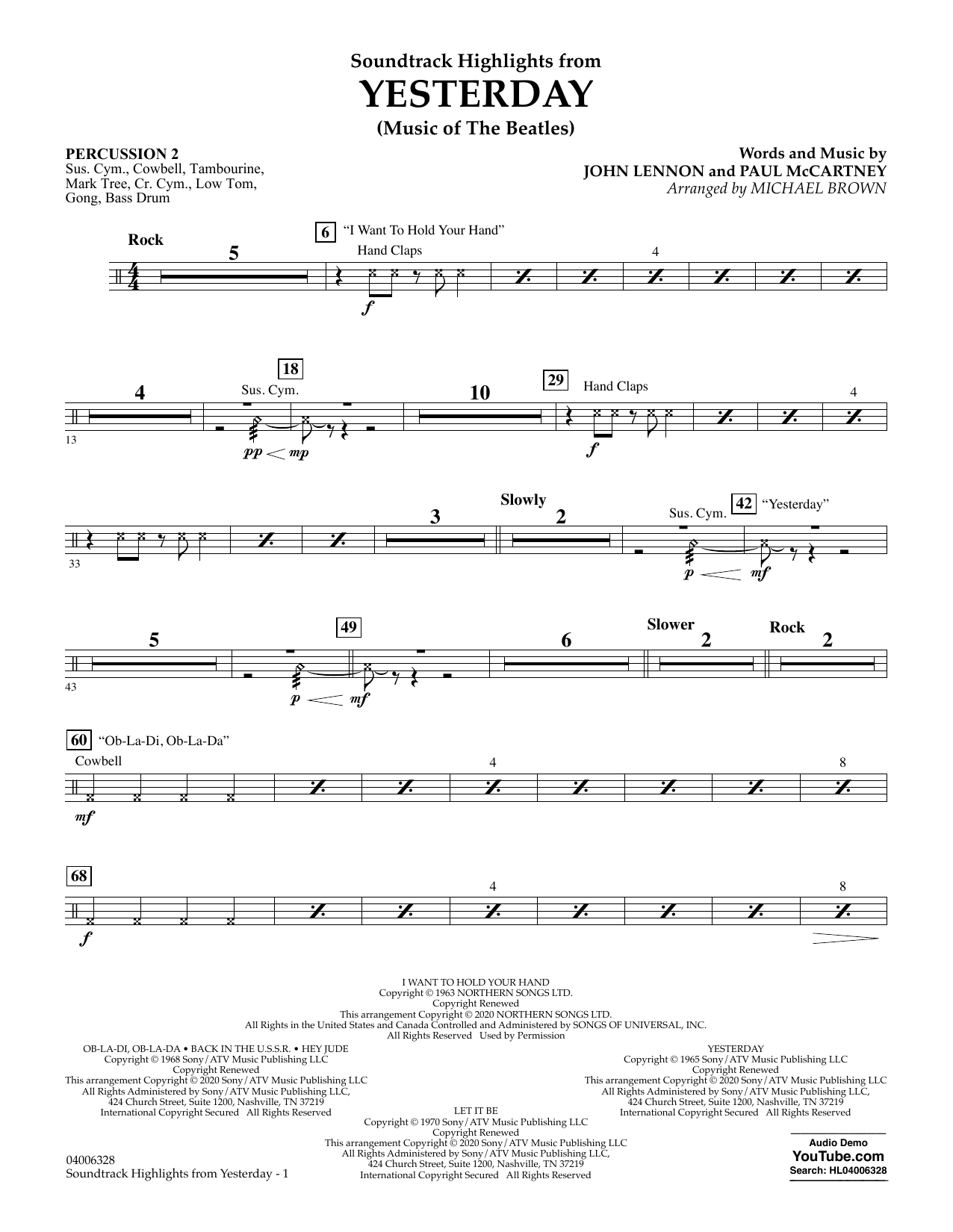 Produktgalerie: Seite 1 von 1 Highlights from Yesterday (Music Of The Beatles) (arr. Michael Brown) - Percussion 2, The Beatles, Ensemble