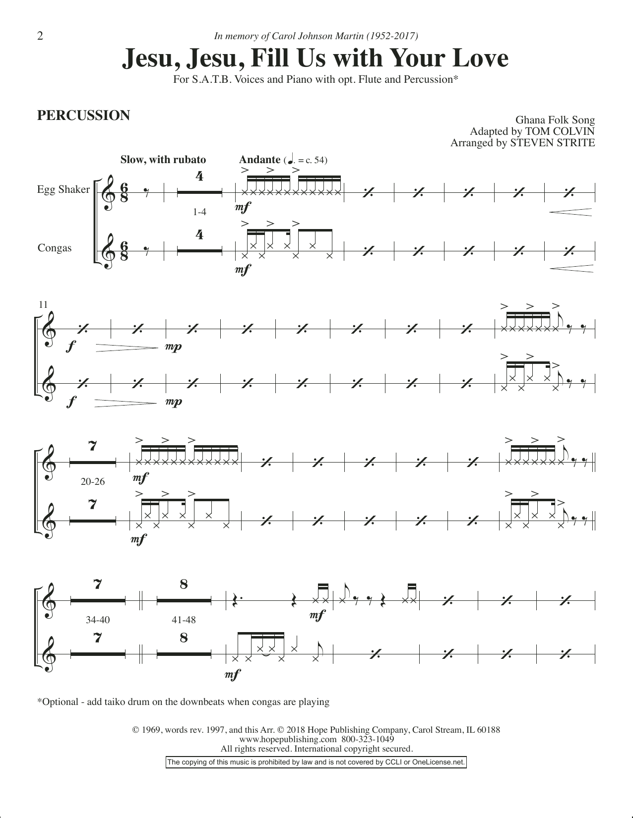 Product gallery: Page 1 of 1 Jesu, Jesu, Fill Us with Your Love - Percussion, Steven Strite