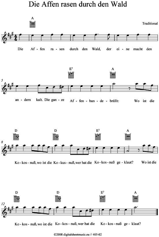 Product picture to: Die Affen rasen durch den WaldTrad. - Gitarre