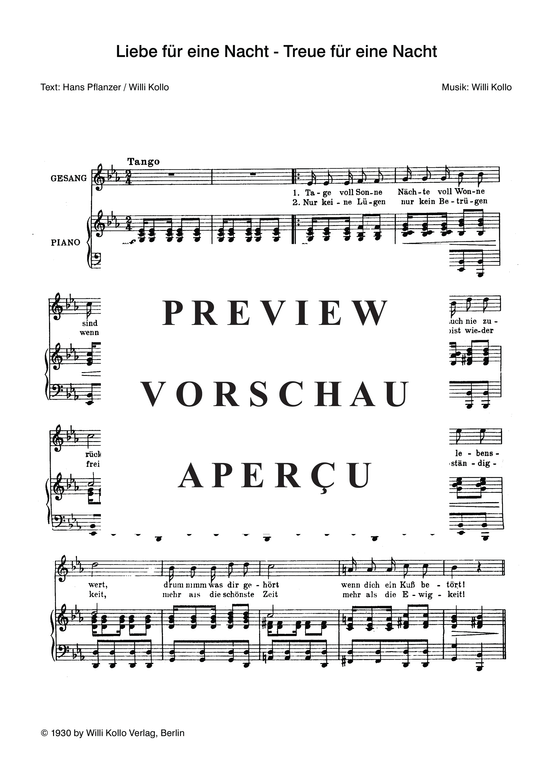 Produktgalerie: Seite 4 von 4 Liebe für eine Nacht - Treue für eine Nacht, , Klavier und Gesang