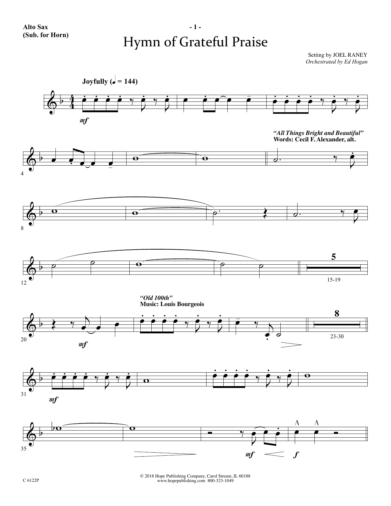Product picture to: Hymn Of Grateful Praise - Alto Sax (Horn sub.)