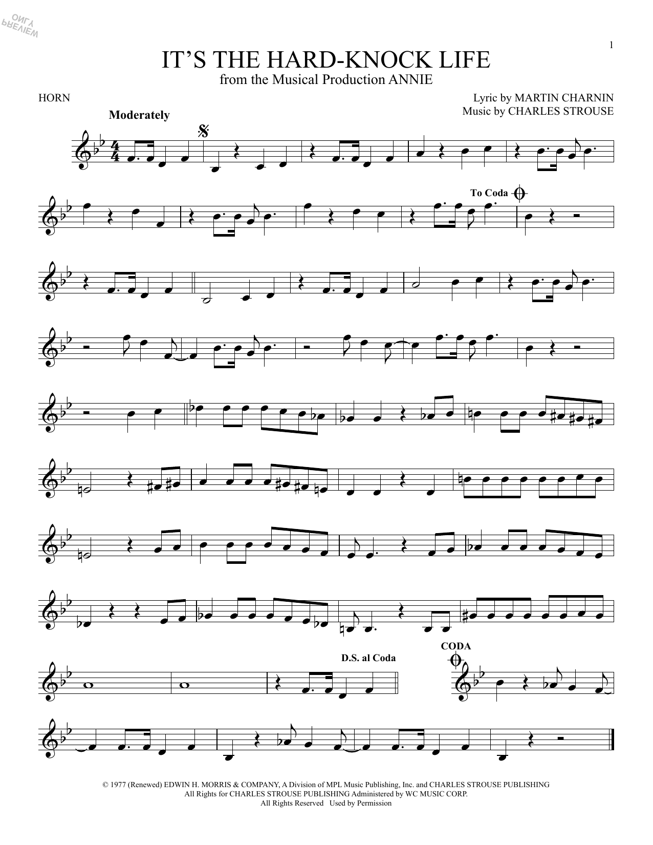 Produktgalerie: Seite 1 von 1 It's The Hard-Knock Life (from Annie), Charles Strouse, Horn