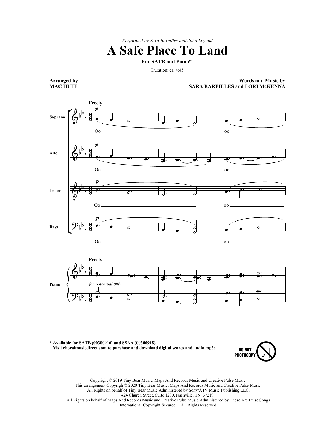 Produktbild zu: A Safe Place To Land (feat. John Legend) (arr. Mac Huff)