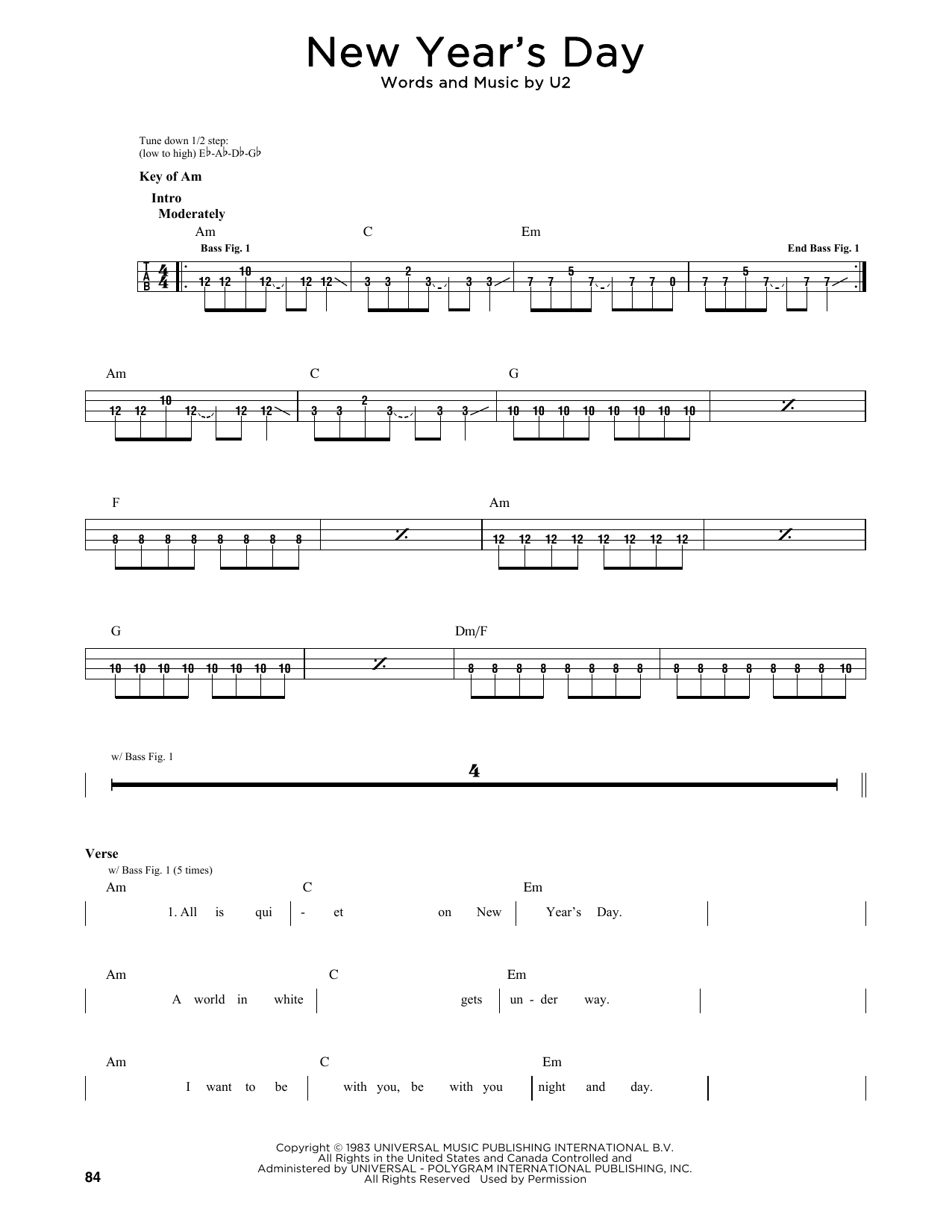 Produktgalerie: Seite 1 von 1 New Year's Day, U2, E-Bass, Gitarre