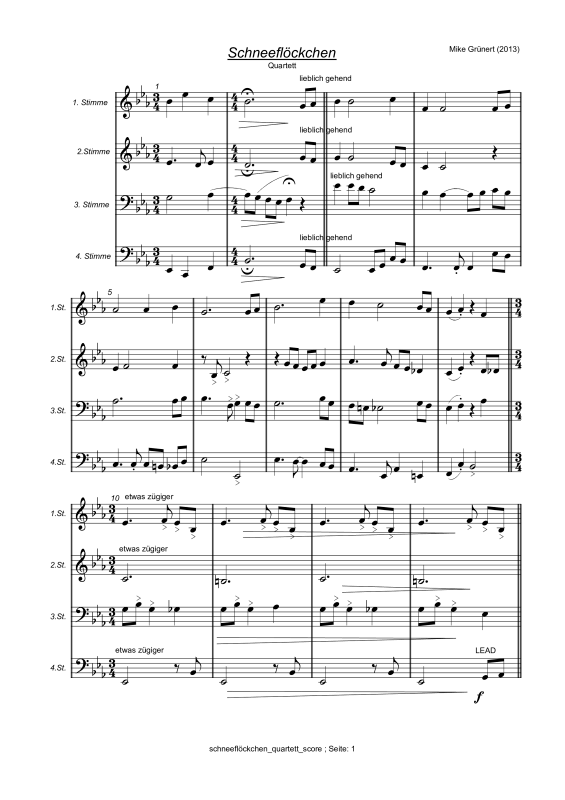 gallery: Schneeflöckchen,Weißröckchen, , Flexibles Quartett Stimmen in C, B, Es, F und C Bass