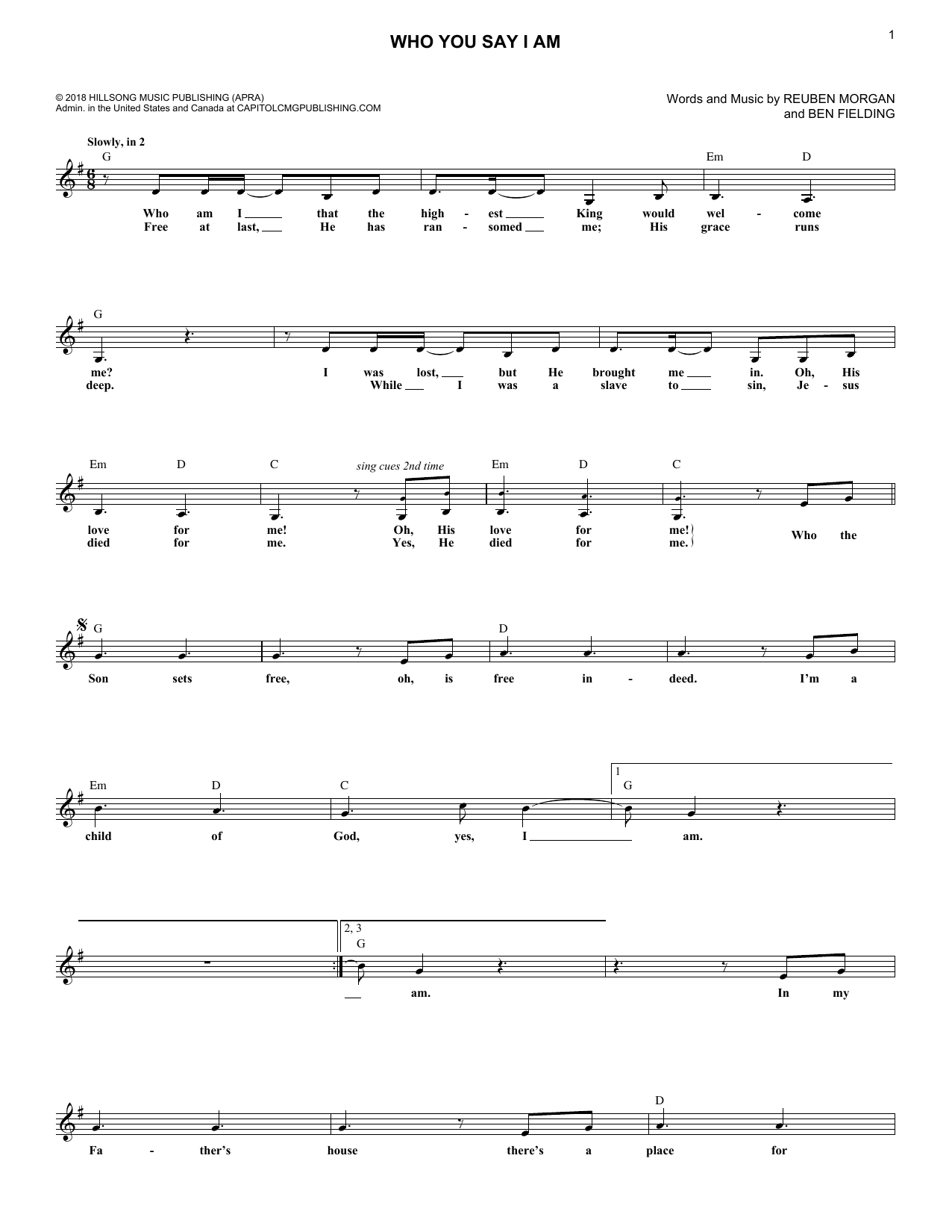 Produktgalerie: Seite 1 von 1 Who You Say I Am, Hillsong Worship, Melodieinstrument