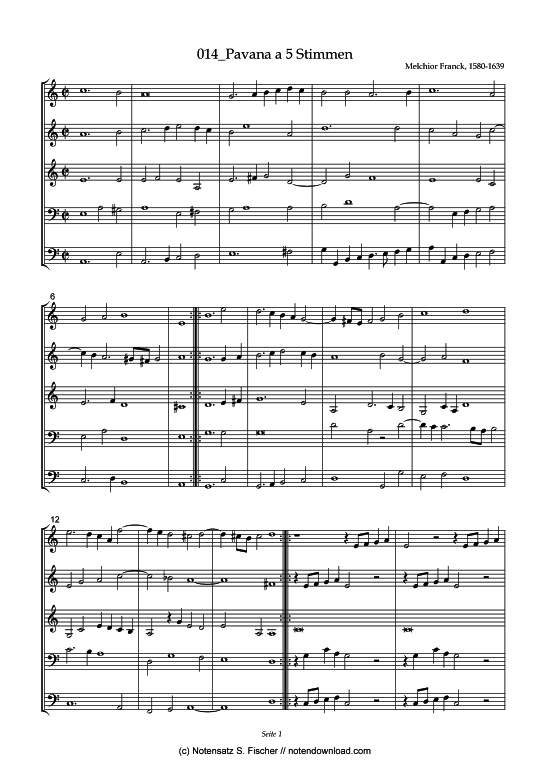 Product picture to: Pavana a 5 StimmenMelchior Franck (1580-1639)
