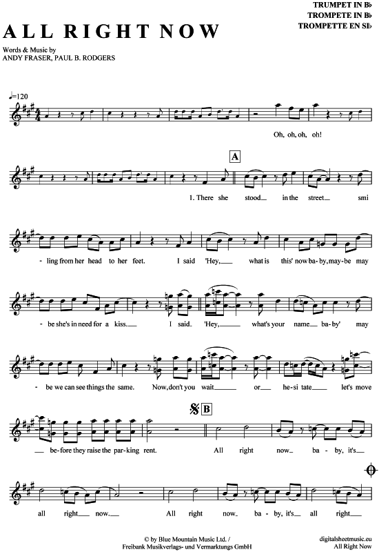 Produktgalerie: Seite 1 von 4 All right now , Free, Trompete in B