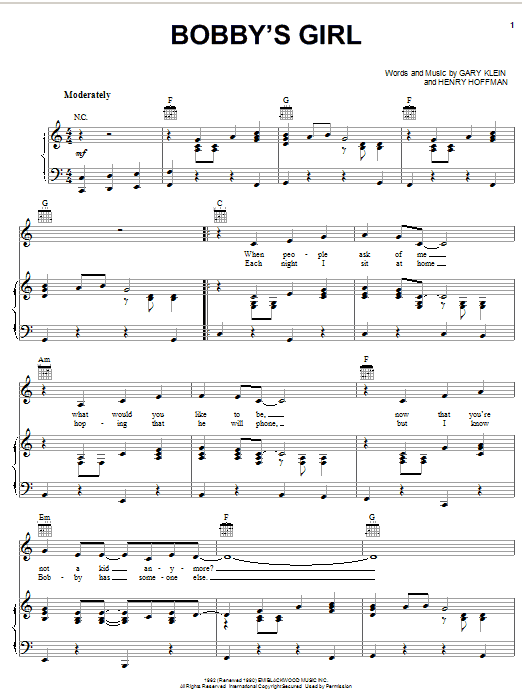 Produktgalerie: Seite 1 von 1 Bobby's Girl, Marcie Blane, Gesang, Gitarre, Klavier
