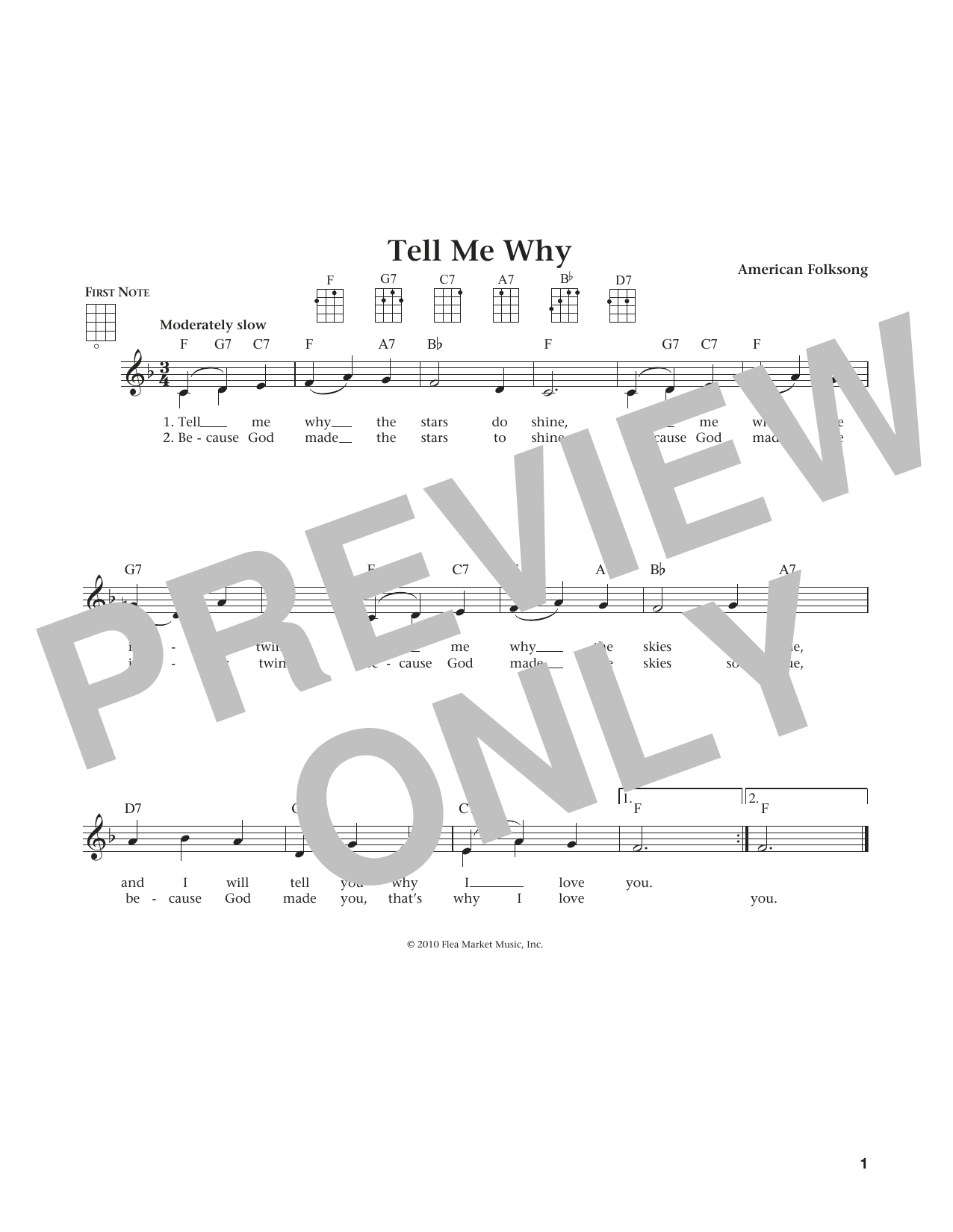 Product gallery: Page 1 of 1 Tell Me Why (from The Daily Ukulele) (arr. Liz and Jim Beloff), American Folksong