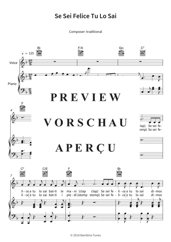 Produktgalerie: Seite 4 von 9 Se Sei Felice Tu Lo Sai, , (Gesang + Klavier, Gitarre)