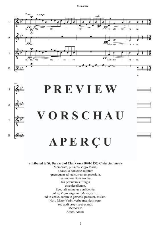 Product gallery: Page 6 of 11 Memorare - Gebet zur Jungfrau Maria von Bernard von Clairvaux, , Mixed Choir A Cappella
