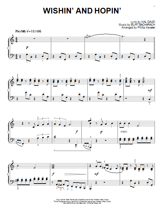Produktbild zu: Wishin' And Hopin' (arr. Phillip Keveren)