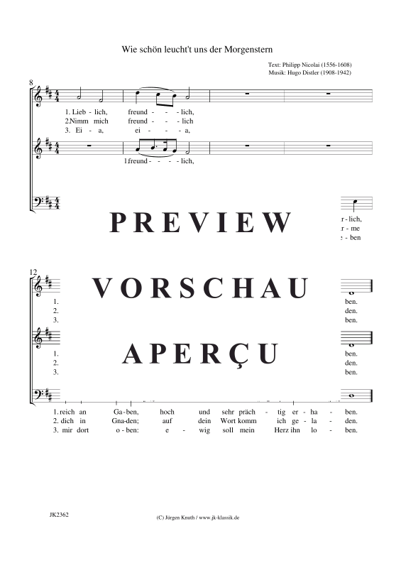 Produktgalerie: Seite 3 von 8 Wie schön leucht´t uns der Morgenstern, , Gemischter Chor + Instr. Vor-Zwischen-Nachspiel