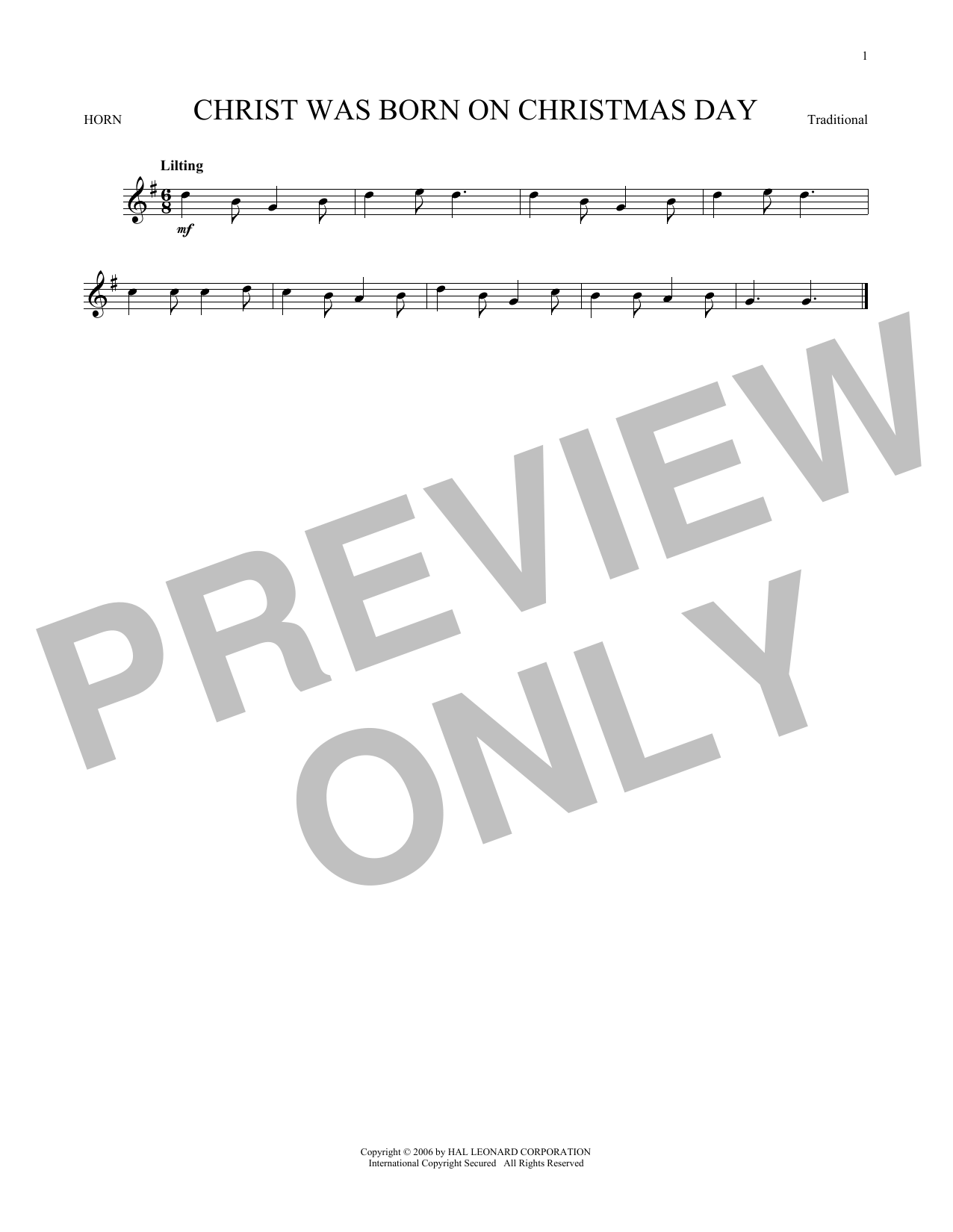 Produktgalerie: Seite 1 von 1 Christ Was Born On Christmas Day, Traditional, Horn