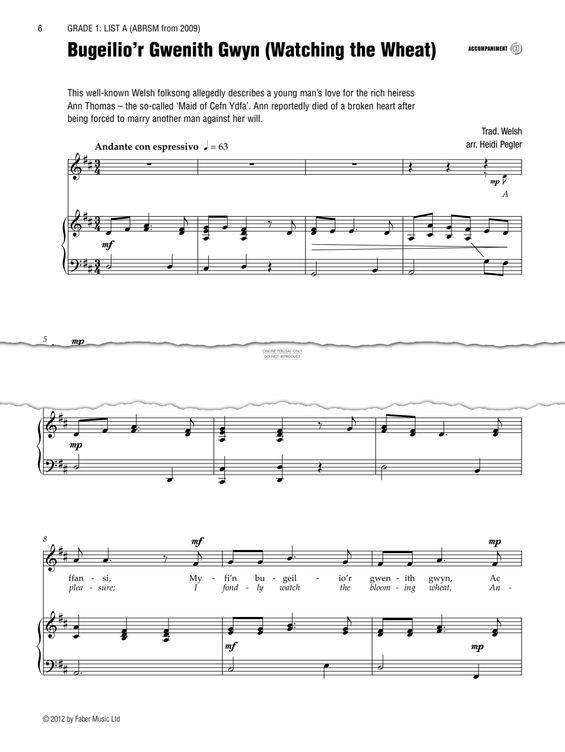 Produktgalerie: Seite 1 von 1 Bugeilio’r Gwenith Gwyn (Watching The Wheat), Welsh Traditional, Gesang, Klavier