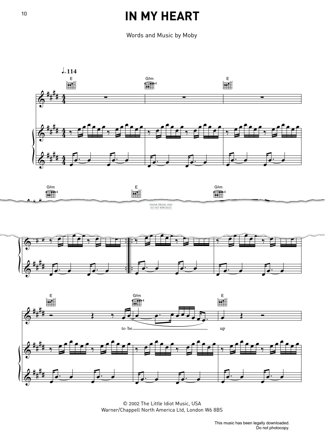 Produktgalerie: Seite 1 von 1 In My Heart, Moby, Gesang, Gitarre, Klavier