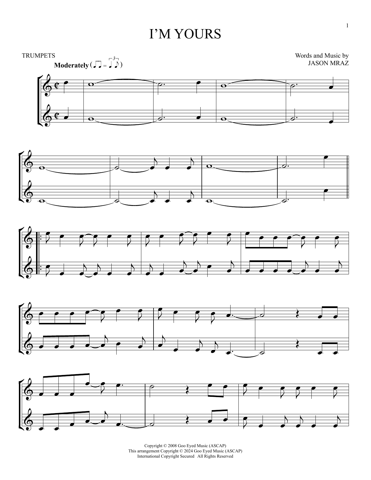 Produktgalerie: Seite 1 von 1 I'm Yours, Jason Mraz, Trompete
