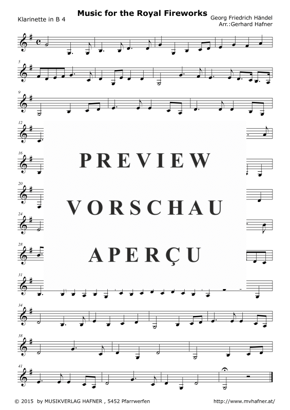 Product gallery: Page 7 of 9 Music for the Royal Fireworks, , (Clarinet Quintet)