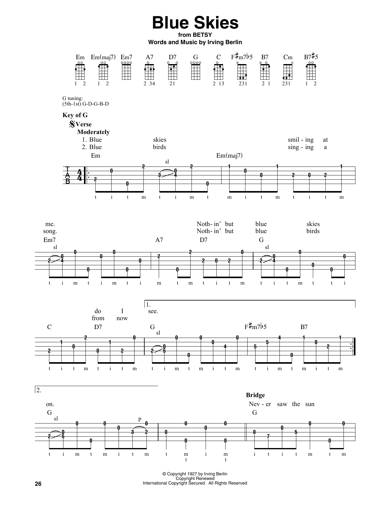 Produktgalerie: Seite 1 von 1 Blue Skies, Irving Berlin, Banjo
