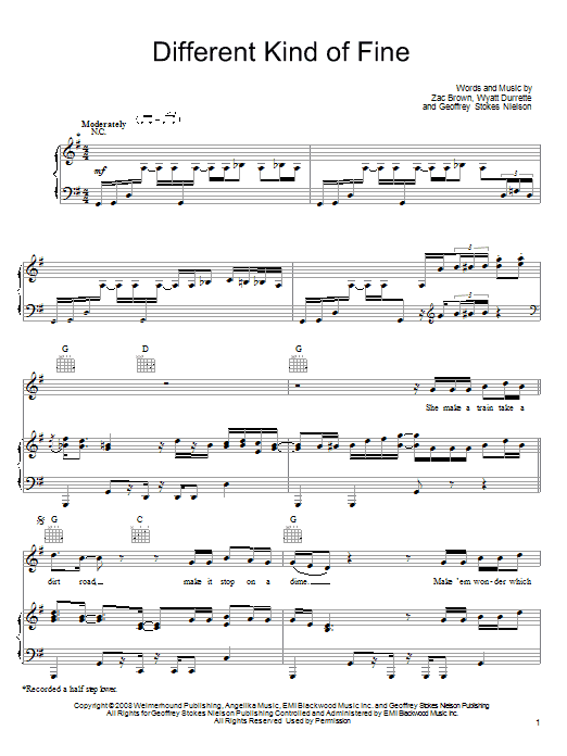 Produktgalerie: Seite 1 von 1 Different Kind Of Fine, Zac Brown Band, Gesang, Gitarre, Klavier