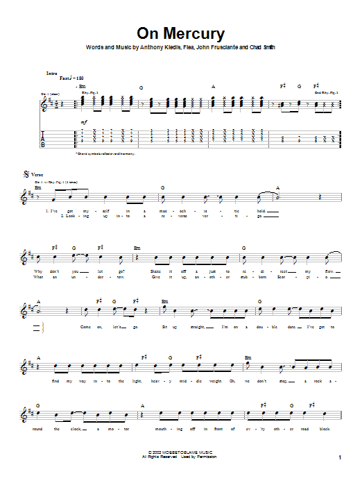 Produktgalerie: Seite 1 von 1 On Mercury, Red Hot Chili Peppers, Gitarre
