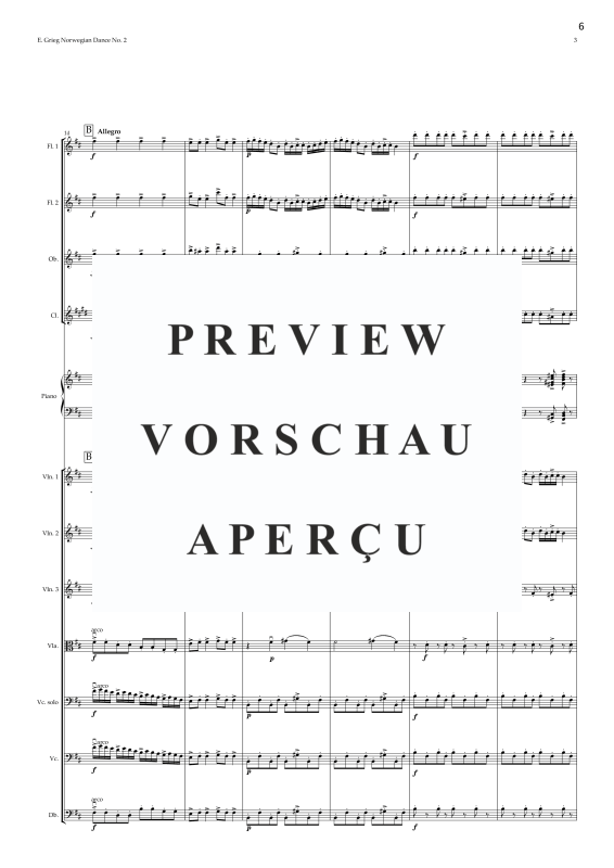 Produktgalerie: Seite 8 von 11 Norwegischer Tanz Nr. 2 - Erleichterte Fassung für Jugendkammerorchester in D-Dur mit reduziertem Bläsersatz, , Jugendkammerorchester