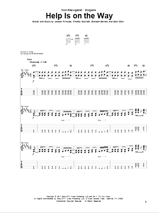 Produktgalerie: Seite 1 von 1 Help Is On The Way, Rise Against, Gitarre