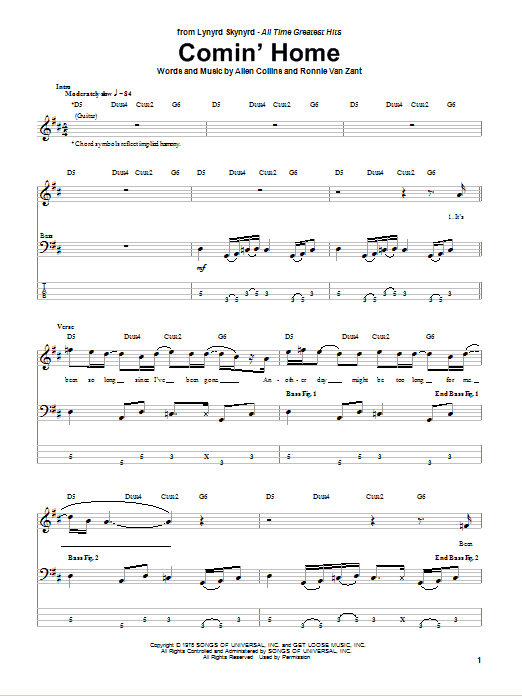 Produktgalerie: Seite 1 von 1 Comin' Home, Lynyrd Skynyrd, E-Bass