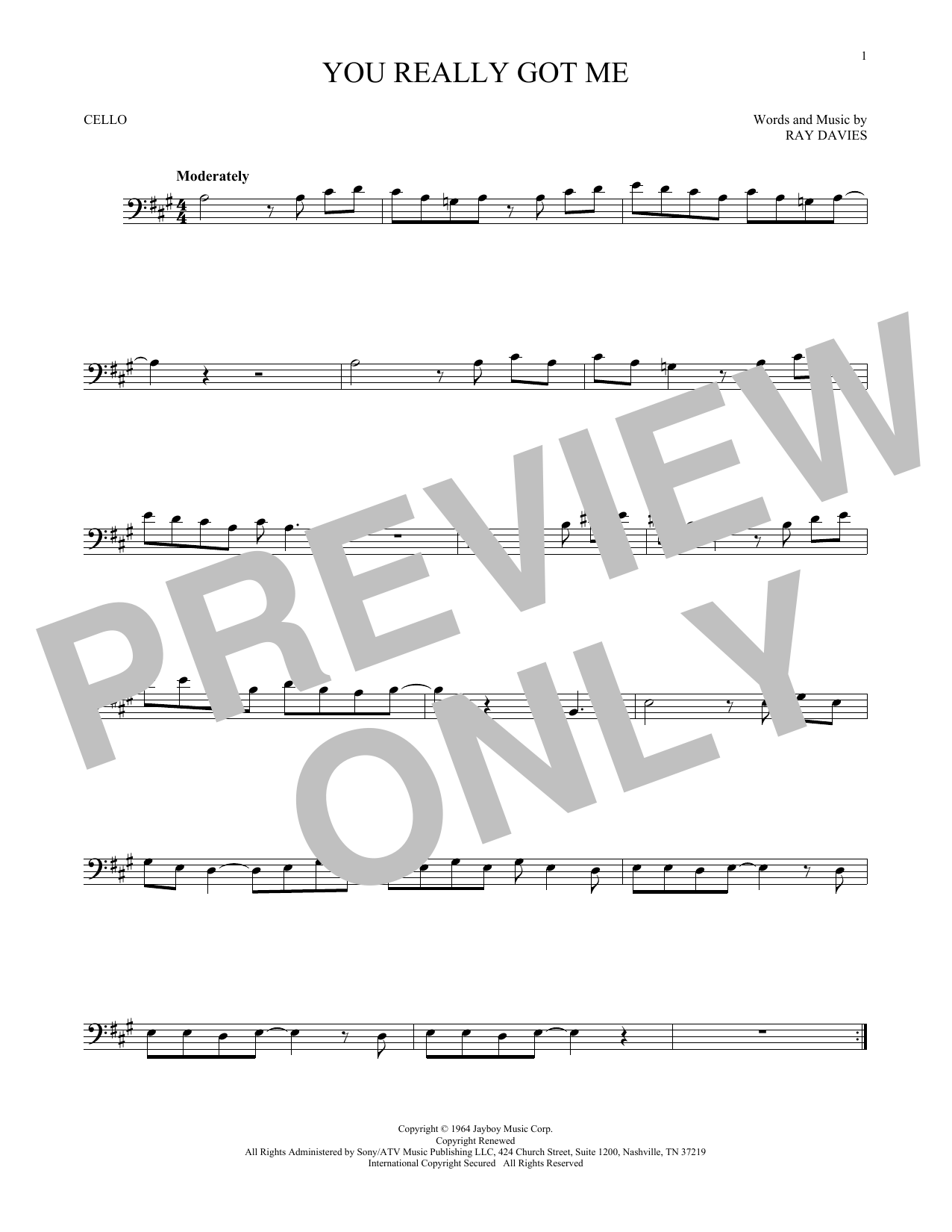 Produktgalerie: Seite 1 von 1 You Really Got Me, The Kinks, Violoncello