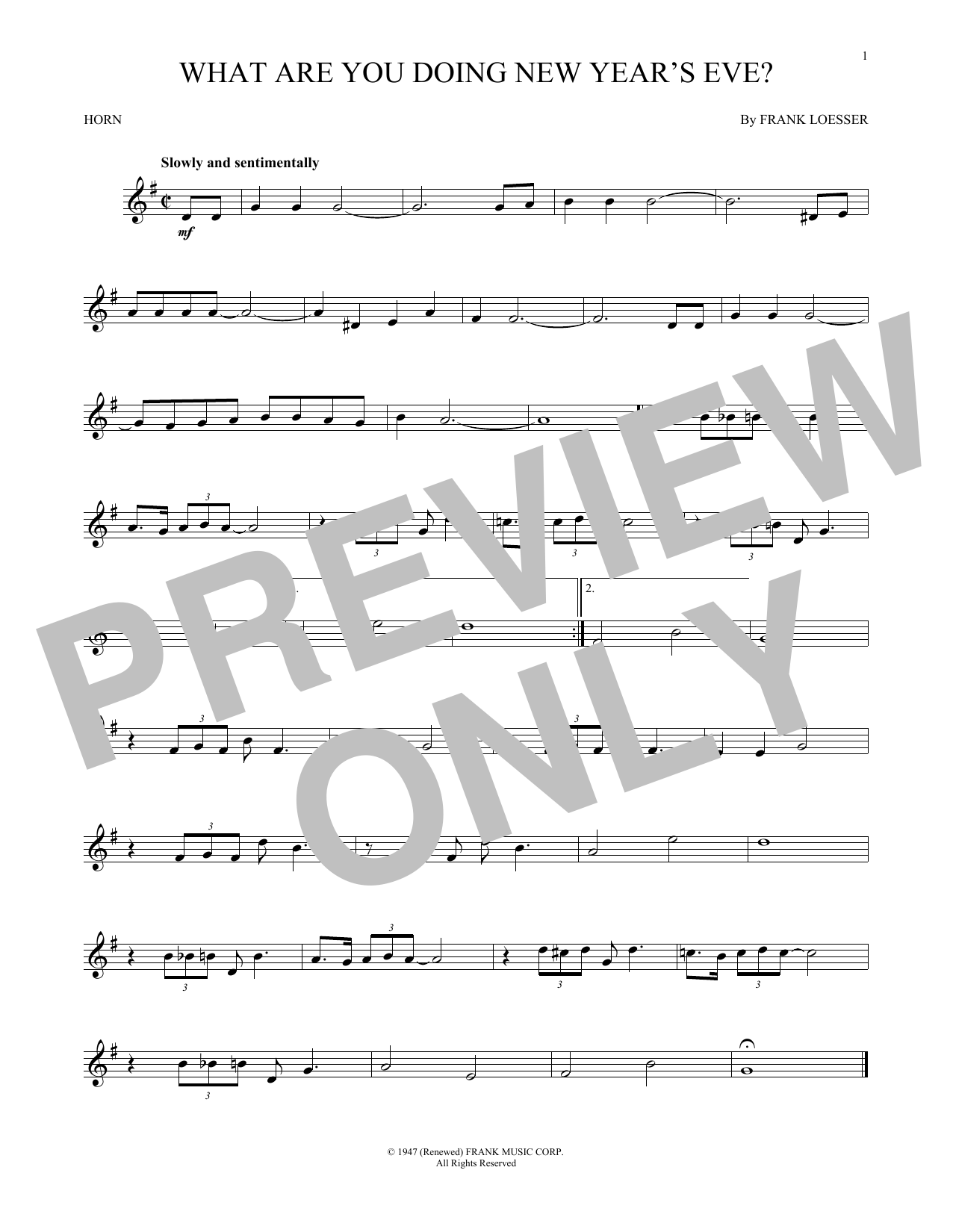 Produktgalerie: Seite 1 von 1 What Are You Doing New Year's Eve?, Frank Loesser, Horn