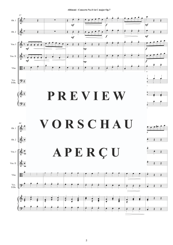 Product gallery: Page 6 of 11 Concerto No.11 in C-Dur Op.7, , 2 Solo Oboes, String Ensemble, and Harpsichord (Bc)