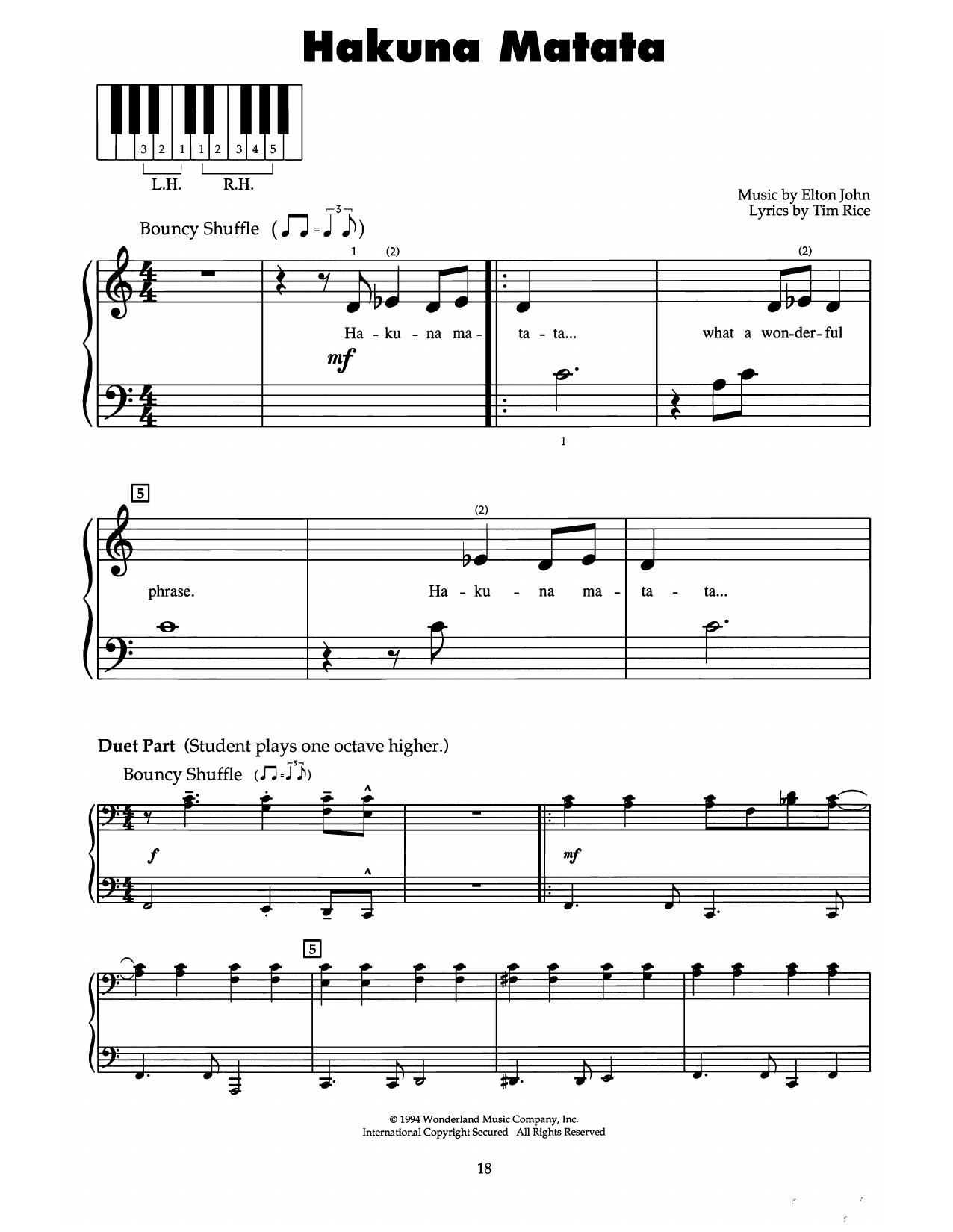 Product gallery: Page 1 of 1 Hakuna Matata (from The Lion King), Elton John