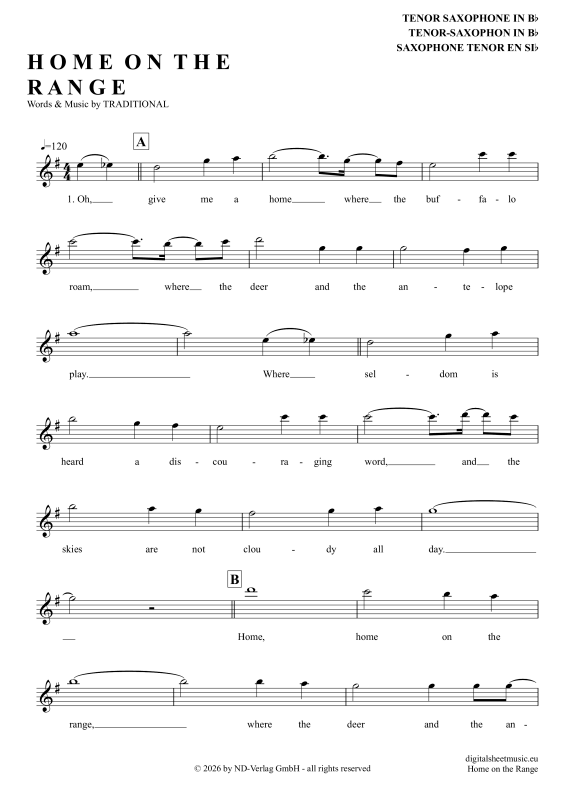 Product picture to: Home On The RangeAmerican Folk Song