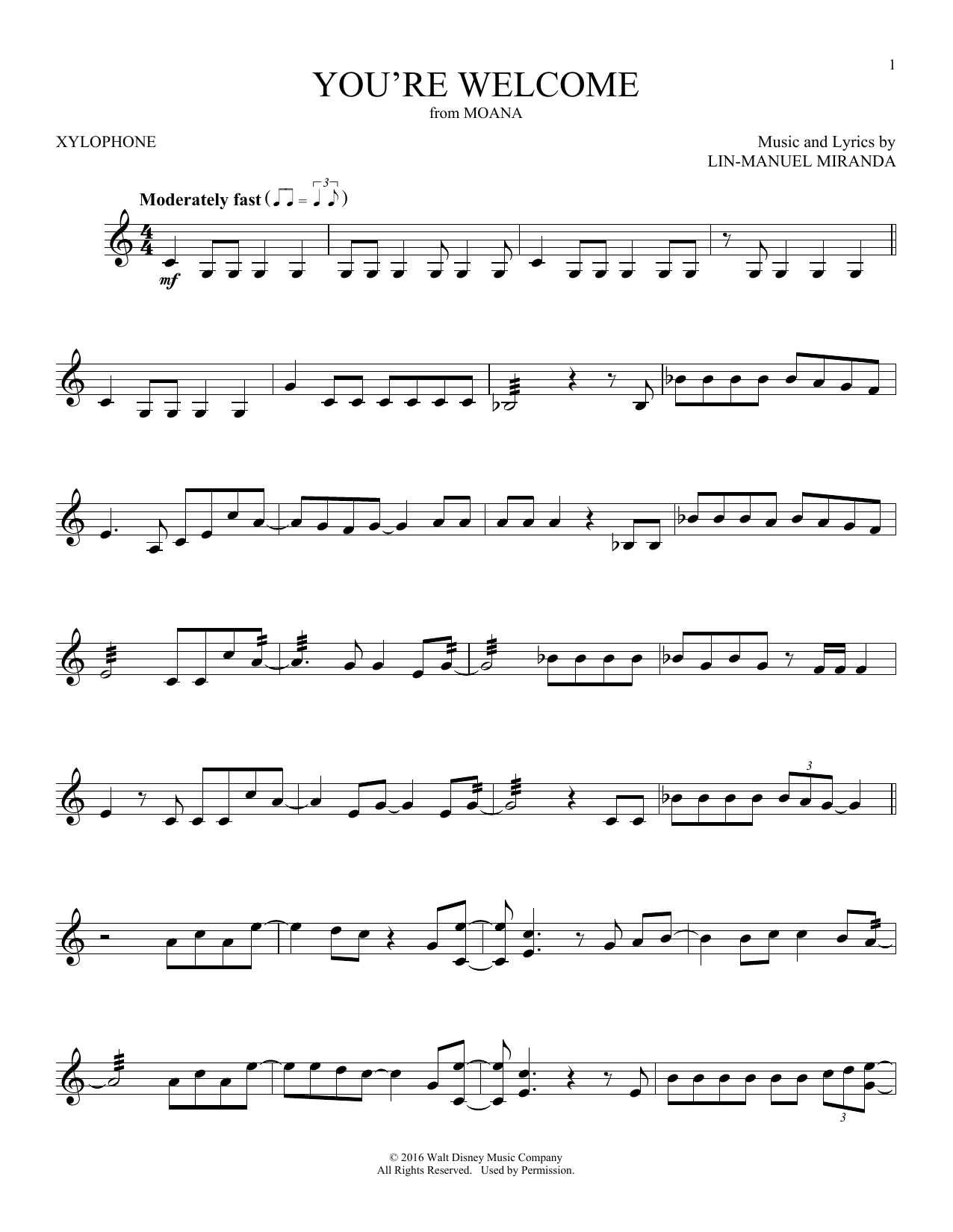 Produktbild zu:  You're Welcome (from Moana) - Lin-Manuel Miranda