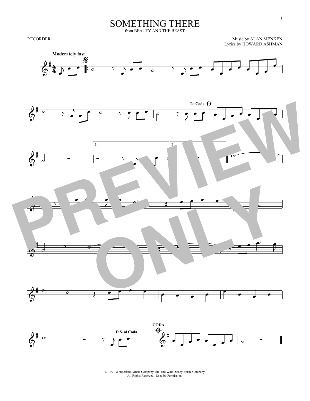 Product gallery: Page 1 of 1 Something There (from Beauty And The Beast), Alan Menken & Howard Ashman