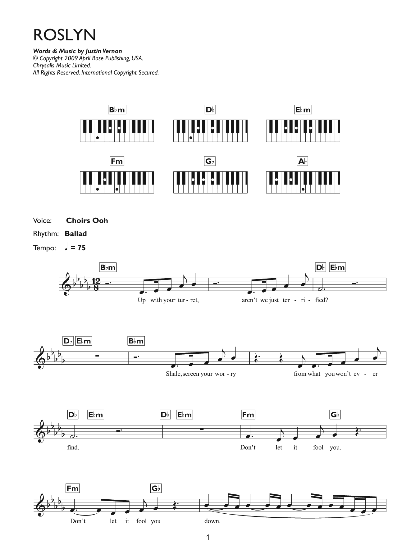Produktgalerie: Seite 1 von 1 Roslyn, Bon Iver, Klavier